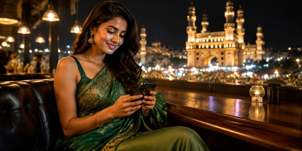User interacting with mobile betting interface beside Hyderabad Charminar